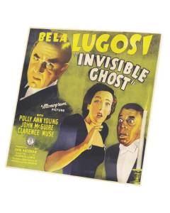Tableau Décoratif  Vieille Affiche Anglaise de Film Invisible Ghost Rétro Poster Cinéma Vintage  (31 cm x 30 cm)