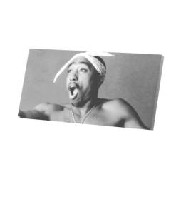 Tableau Décoratif  Tupac ShakurPortrait Noir et Blanc Rapper Vintage Hip Hop Legend (60 cm x 30 cm)