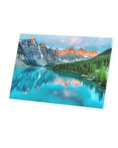 Tableau Décoratif  Lac de Montagne en Italie Eau Turquoise Sommets (59 cm x 40 cm)