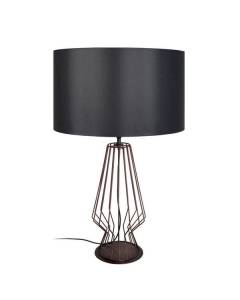 ENYA-Lampe de salon filaire métal  bronze Abat-jour: cylindre tissu noir 1 ampoule E27 urbain P45xD45xH64cm
