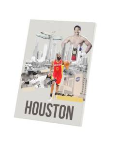 Tableau Décoratif  Houston Collage Etats Unis Voyage Carte Postale (40 cm x 56 cm)