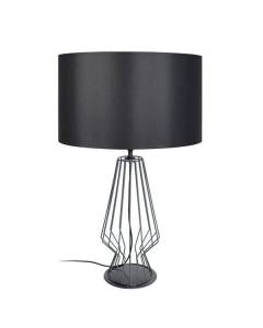 ENYA-Lampe de salon filaire métal  anthracite Abat-jour: cylindre tissu noir 1 ampoule E27 urbain P45xD45xH64cm