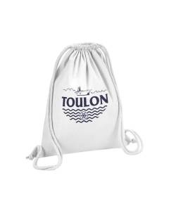 Sac de Gym en Coton Blanc Toulon Minimalist Ville France Soleil Plage 12 Litres