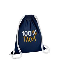 Sac de Gym en Coton Bleu 100% Tacos Street Food Mexique France 12 Litres