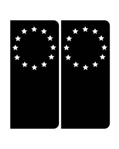 Autocollant Plaque d'immatriculation Voiture Noir Étoiles Blanches Europe Côté Droit