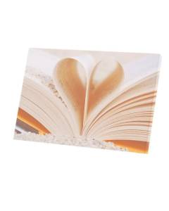Tableau Décoratif  Livre en Forme de Coeur Amour Plage Sable (60 cm x 40 cm)