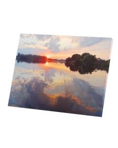 Tableau Décoratif  Soleil Levant sur les eaux Du Lac Paysage Sauvage Nature (80 cm x 60 cm)
