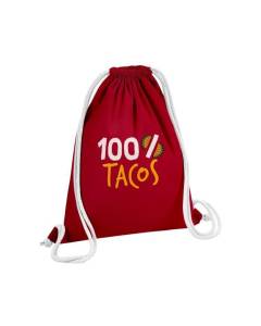 Sac de Gym en Coton Rouge 100% Tacos Street Food Mexique France 12 Litres