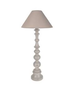 ANAIS-Lampe de salon droit bois  naturel Abat-jour: cylindre tissu taupe 1 ampoule E27 charme P35xD35xH84cm