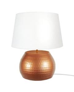 MUMBAI-Lampe de salon globe métal  cuivre Abat-jour: tambour tissu blanc 1 ampoule E27 vintage P50xD50xH60cm