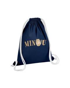 Sac de Gym en Coton Bleu Minou Mignon Animal Chat Enfant 12 Litres