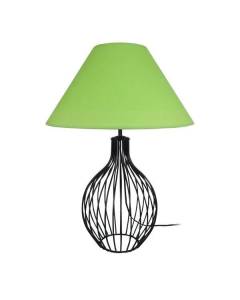 RUGBY-Lampe de salon filaire métal  noir Abat-jour: cloche tissu vert 1 ampoule E27 industriel P45xD45xH62cm