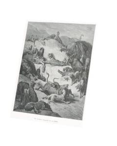 Tableau Décoratif  Les Animaux Malades Et la Peste Fable LaFontaine Gustave Dore Gravure (40 cm x 53 cm)