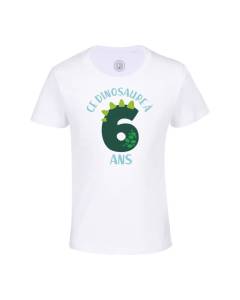 T-shirt Enfant Blanc Ce Dinosaure À 6 Ans Anniversaire Celebration Enfant Cadeau