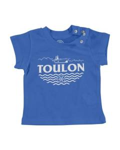 T-shirt Bébé Manche Courte Bleu Toulon Minimalist Ville France Soleil Plage