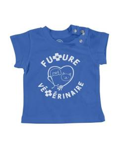 T-shirt Bébé Manche Courte Bleu Future Vétérinaire Métier Santé Animaux