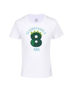 T-shirt Enfant Blanc Ce Dinosaure À 8 Ans Anniversaire Celebration Enfant Cadeau