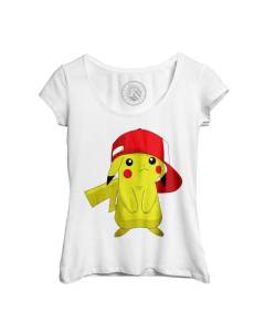 T-shirt Femme Col Rond Echancré pokemon pikachu casquette mignon swag