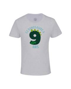 T-shirt Enfant Gris Ce Dinosaure À 9 Ans Anniversaire Celebration Enfant Cadeau