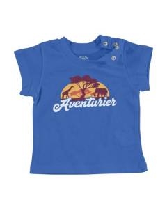 T-shirt Bébé Manche Courte Bleu Aventurier Savane Enfant Nature Aventure