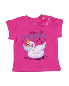 T-shirt Bébé Manche Courte Rose Le Chant du Cygne Mignon Expression Animaux