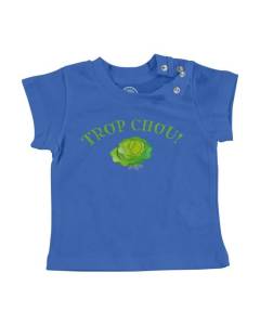 T-shirt Bébé Manche Courte Bleu Trop Chou Enfant Mignon Expression Drôle