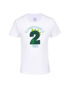 T-shirt Enfant Blanc Ce Dinosaure À 2 Ans Anniversaire Celebration Enfant Cadeau