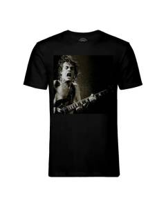 T-shirt Homme Col Rond Noir ACDC Vintage Angus Young Guitare Solo Hard Rock