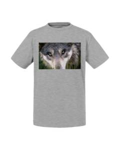 T-shirt Enfant Gris Gros Plan Yeux Loup Photo Nature Animal Sauvage