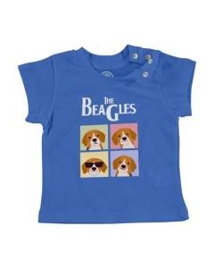 T-shirt Bébé Manche Courte Bleu The Beagles Parodie Chien Animaux de Compagnie