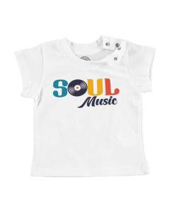 T-shirt Bébé Manche Courte Blanc Soul Music Musique Vinyle Vintage 70's