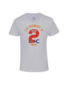 T-shirt Enfant Gris Ce Robot À 2 Ans Anniversaire Celebration Enfant Cadeau