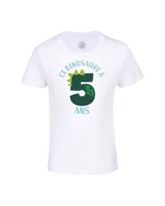 T-shirt Enfant Blanc Ce Dinosaure À 5 Ans Anniversaire Celebration Enfant Cadeau