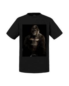 T-shirt Enfant Noir Portrait de Gorille Style Classe Photo Animal Singe