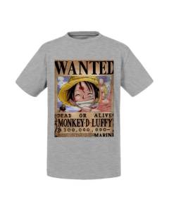 T-shirt Enfant Gris One Piece Monkey D Luffy Recompense 300 Millions De Berry