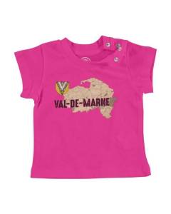 T-shirt Bébé Manche Courte Rose Val de Marne 94 Département Créteil Carte Ile de France