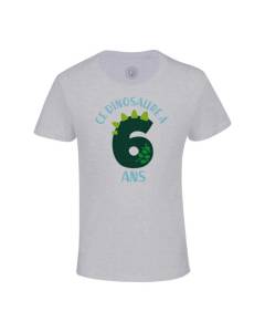 T-shirt Enfant Gris Ce Dinosaure À 6 Ans Anniversaire Celebration Enfant Cadeau