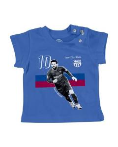 T-shirt Bébé Manche Courte Bleu Lionel Messi Vintage Footballeur Foot Star