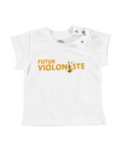 T-shirt Bébé Manche Courte Blanc Futur Violoniste Heifetz Paganini Violon Musique
