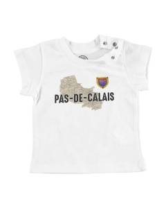 T-shirt Bébé Manche Courte Blanc Pas de Calais 62 Département Arras Carte Ancienne Nord