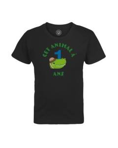 T-shirt Enfant Noir Cet Animal À 1 Ans Anniversaire Celebration Enfant Cadeau Safari Theme