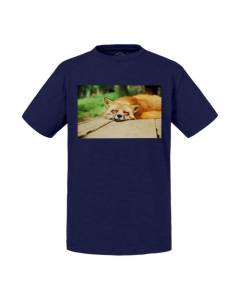 T-shirt Enfant Bleu Renard Endormis Super Mignon Animal Sauvage Foret Nature
