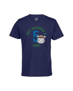 T-shirt Enfant Bleu Cet Animal À 5 Ans Anniversaire Celebration Enfant Cadeau Safari Theme