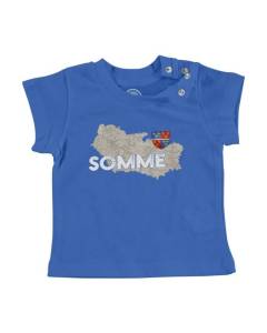 T-shirt Bébé Manche Courte Bleu Somme 80 Département Amiens Carte Ancienne