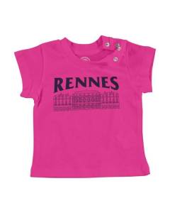 T-shirt Bébé Manche Courte Rose Rennes Minimalist Ville France Bretagne