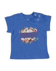 T-shirt Bébé Manche Courte Bleu Demoiselle d'Honneur Mariage Mariée Bouquet Fleurs