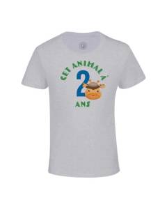 T-shirt Enfant Gris Cet Animal À 2 Ans Anniversaire Celebration Enfant Cadeau Safari Theme