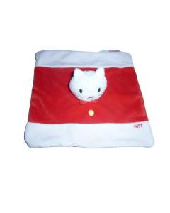 Doudou ours Musti plat blanc rouge Bengy