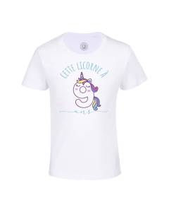 T-shirt Enfant Blanc Cette Licorne À 9 Ans Anniversaire Celebration Enfant Cadeau