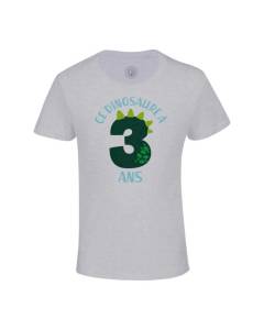 T-shirt Enfant Gris Ce Dinosaure À 3 Ans Anniversaire Celebration Enfant Cadeau